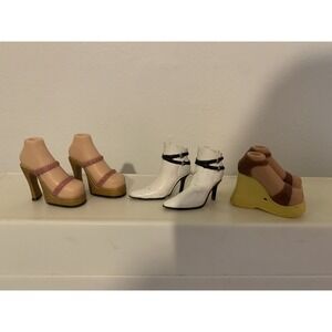 3 Pairs Of Bratz Doll Shoes Rock Angelz Jade White Boots Wedges Heels